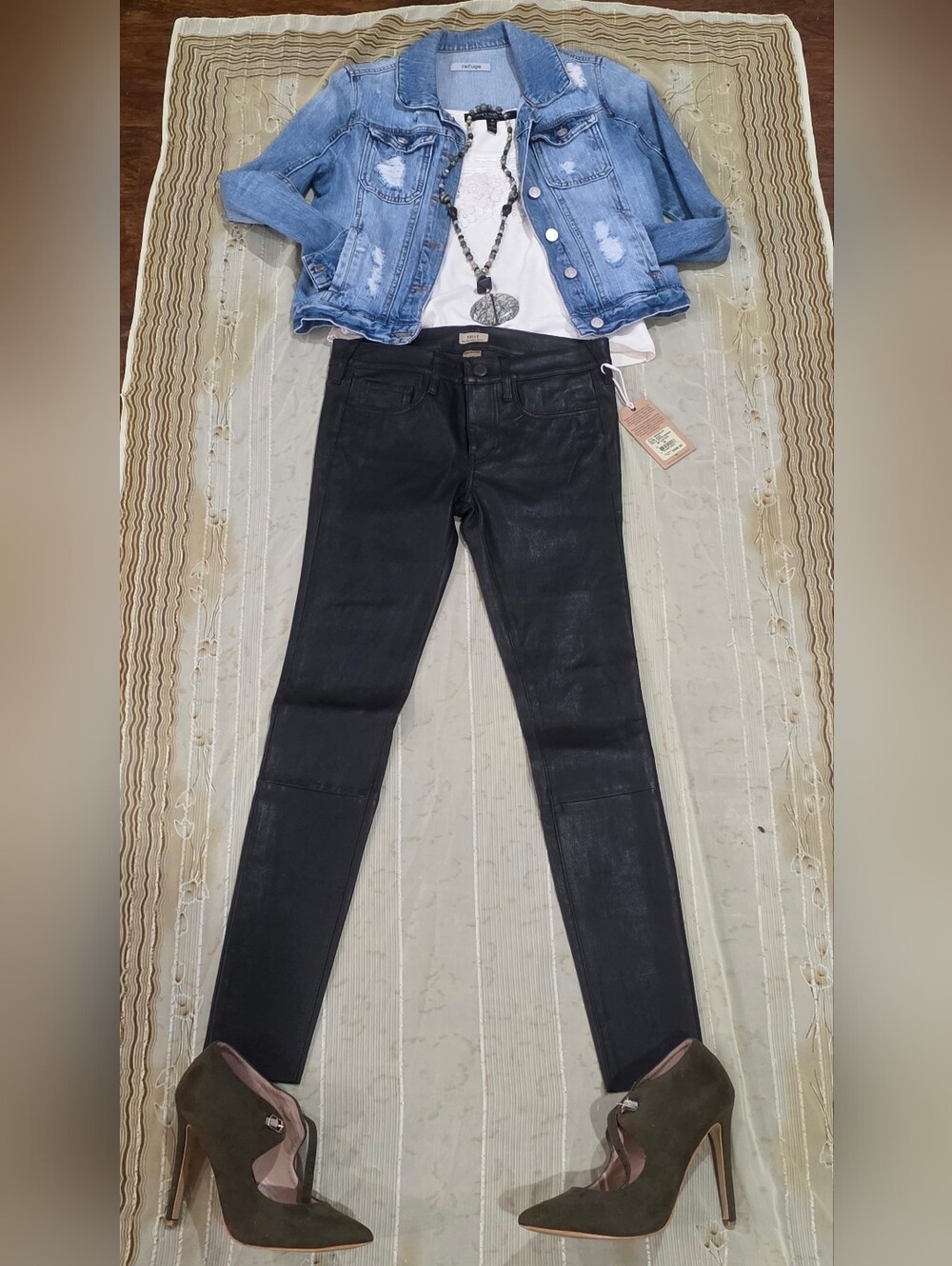 NWT True Religion Halle Black Lamb Leather Pants Size 26 $698 Retail